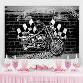 Motorrad Mit Flaggen Glücklich Geburtstag Hintergrund Für Junge